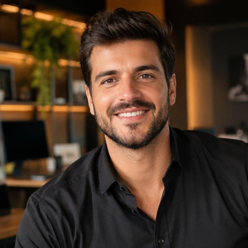 Retrato ilustrativo de dono de agência